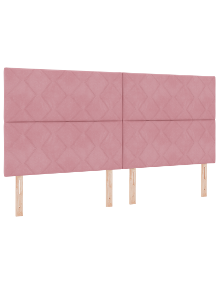 Letto a molle con materasso Rosa 200 x 200 cm Tessuto