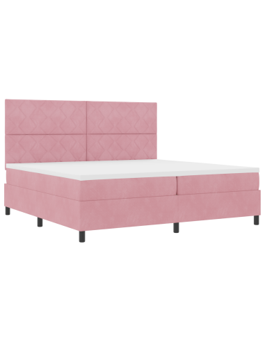 Letto a molle con materasso Rosa 200 x 200 cm Tessuto