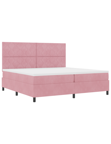 Letto a molle con materasso Rosa 200 x 200 cm Tessuto