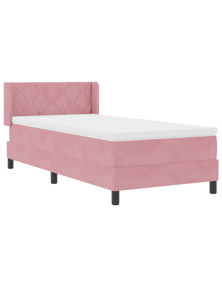 Letto Box Spring con Materasso Rosa 100x200 cm Velluto