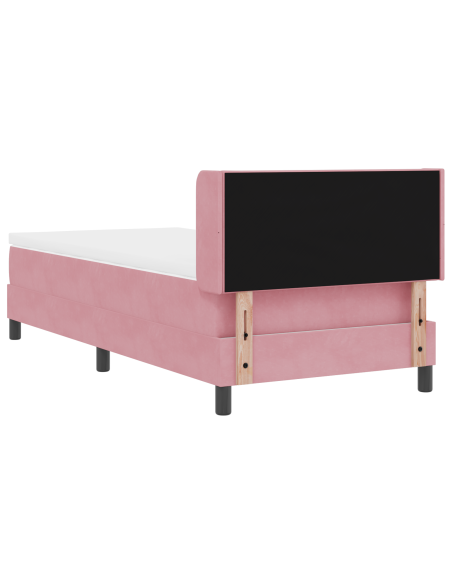 Letto Box Spring con Materasso Rosa 100x200 cm Velluto