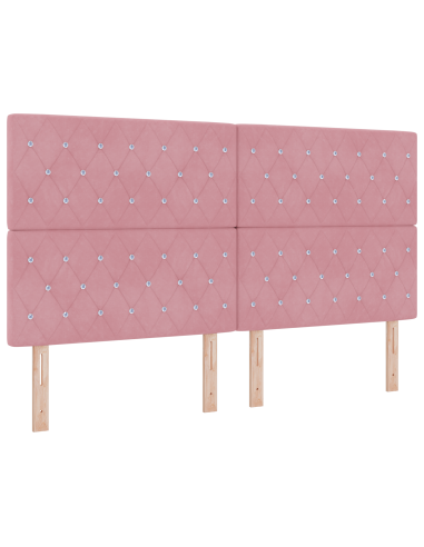 Letto a Sorgente LED con materasso Rosa 180 x 200 cm Velluto