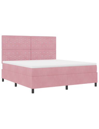Letto a Sorgente LED con materasso Rosa 180 x 200 cm Velluto