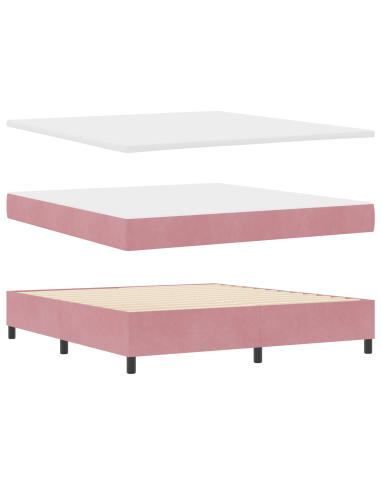 Letto a Sorgente LED con materasso Rosa 180 x 200 cm Velluto
