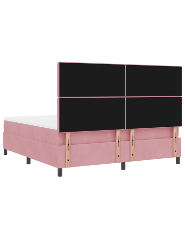 Letto a Sorgente LED con materasso Rosa 180 x 200 cm Velluto