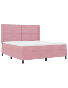 Letto a molle con materasso con led Rosa 180 x 200 cm Velluto 2