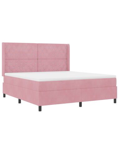Letto a molle con materasso con led Rosa 180 x 200 cm Velluto