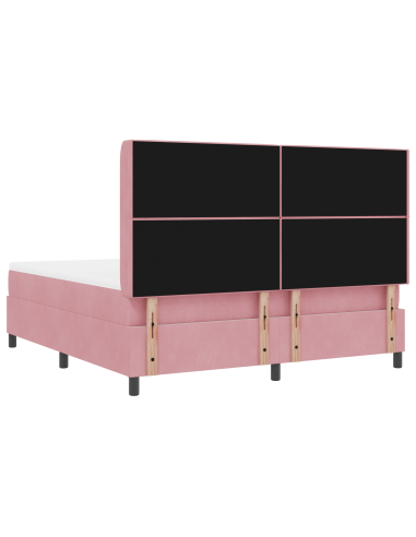 Letto a molle con materasso con led Rosa 180 x 200 cm Velluto