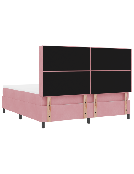 Letto a molle con materasso con led Rosa 180 x 200 cm Velluto