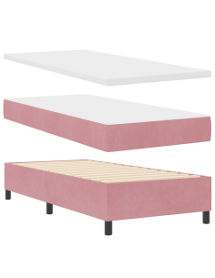 Letto a molle con materasso Rosa 100 x 200 cm Velluto 2