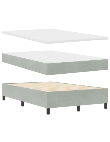 Letto a molle con materasso Grigio chiaro 120 x 190 cm Velluto
