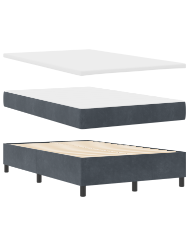 Letto a molle con materasso Grigio scuro 120 x 190 cm Velluto
