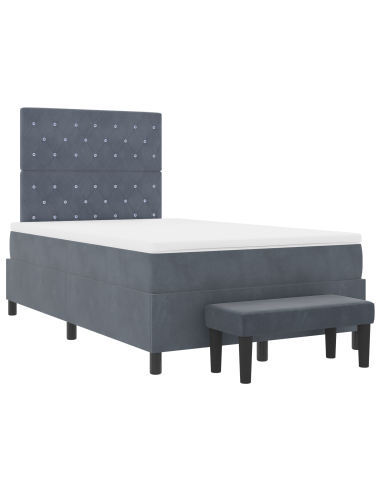 Letto a molle con materasso Grigio scuro 120 x 190 cm Velluto