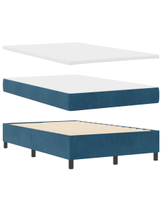 Letto a molle con materasso Blu scuro 120 x 190 cm Velluto 2