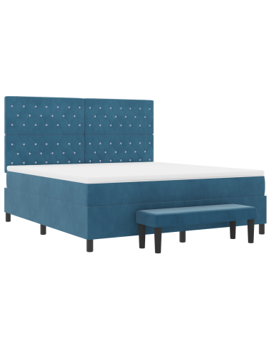Letto a molle con materasso Blu scuro 180 x 200 cm Velluto