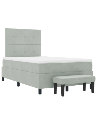 Letto a molle con materasso Grigio chiaro 120 x 190 cm Velluto