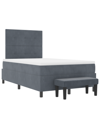 Letto a molle con materasso Grigio scuro 120 x 190 cm Velluto