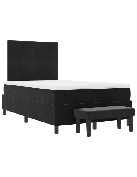 Letto a Molle con Materasso & Panca Nera 120x190 cm Velluto