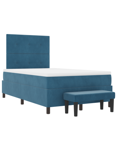 Letto a molle con materasso Blu scuro 120 x 190 cm Velluto