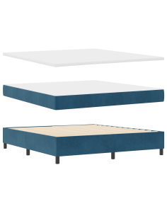 Letto a molle con testiera Blu scuro 200 x 180 cm Velluto 2