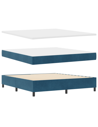 Letto a molle con testiera Blu scuro 200 x 180 cm Velluto