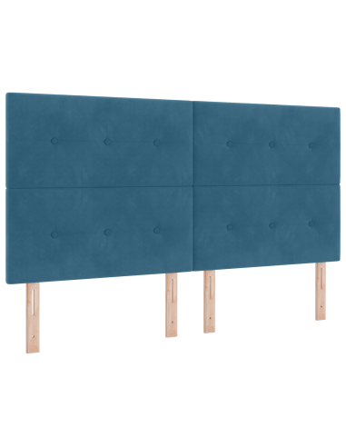 Letto a molle con testiera Blu scuro 200 x 180 cm Velluto