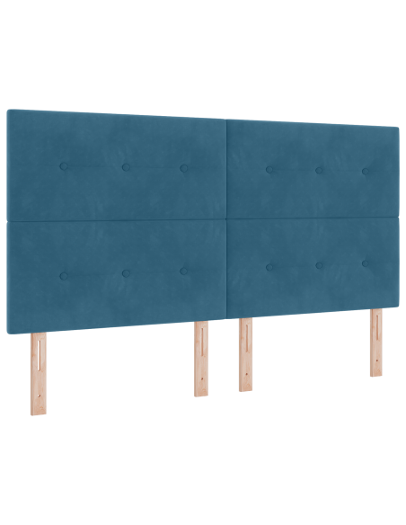 Letto a molle con testiera Blu scuro 200 x 180 cm Velluto
