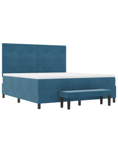 Letto a molle con testiera Blu scuro 200 x 180 cm Velluto