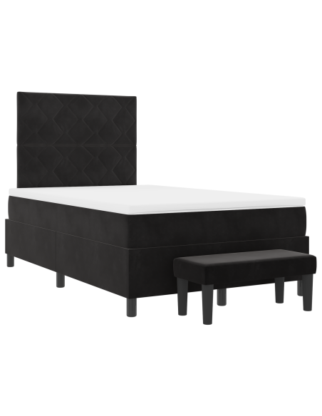 Letto a Molle con Materasso e Panca Nera 120x190 cm Velluto