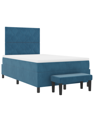 Letto a molle con materasso Blu scuro 120 x 190 cm Velluto