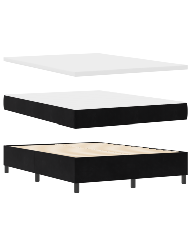 Letto a molle con materasso Nero 140 x 190 cm Velluto