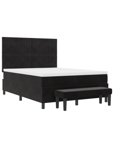 Letto a molle con materasso Nero 140 x 190 cm Velluto