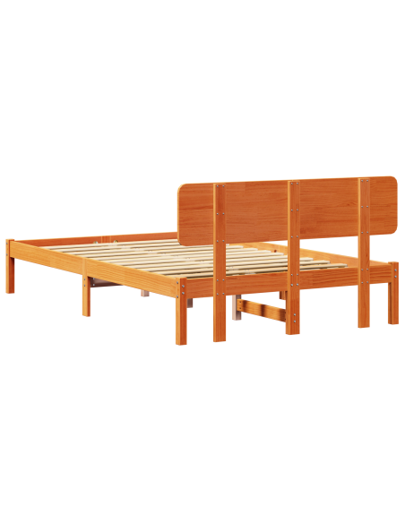 Struttura Letto con Testata Marrone Cerato 135x190 cm Legno di Pino Massello