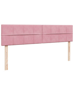 Pouf Letto con Materasso e LED Rosa 180x200cm in Velluto 2