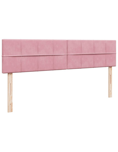 Pouf Letto con Materasso e LED Rosa 180x200cm in Velluto
