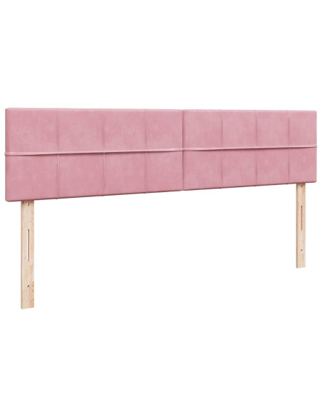 Pouf Letto con Materasso e LED Rosa 180x200cm in Velluto