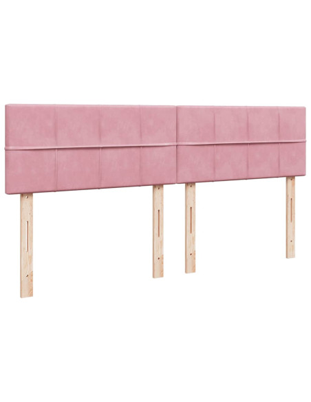 Struttura Letto Pouf con Materasso Rosa 180x200 cm in Velluto