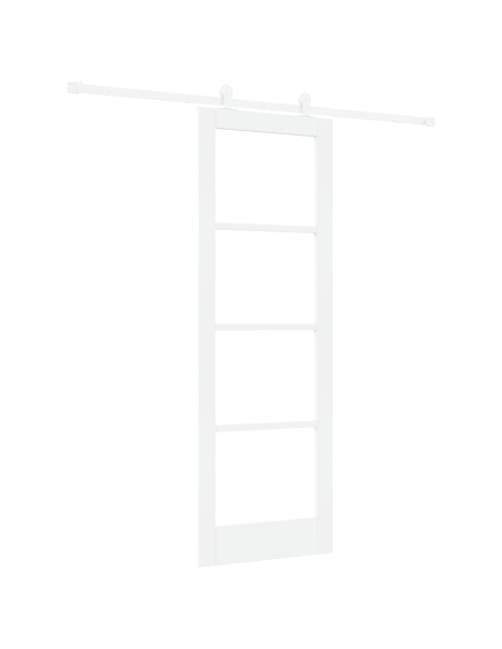 Porta scorrevole  con set di accessori 'ORKDAL'Bianco in Legno Massello e Vetro, Porta interna  con vetro 'ORKDAL'Bianco 73.5x21