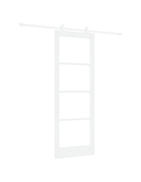Porta Scorrevole  con Set Ferramenta 'ORKDAL'Bianco Legno Massello & Vetro, Porta Interna  con Vetro 'ORKDAL'Bianco 78x211x4 cm