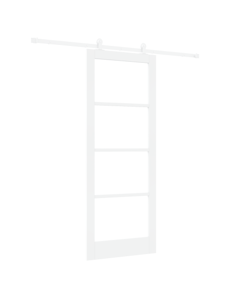 Porta Scorrevole con Set di Ferramenta 'ORKDAL'Legno Massello Bianco e Vetro
