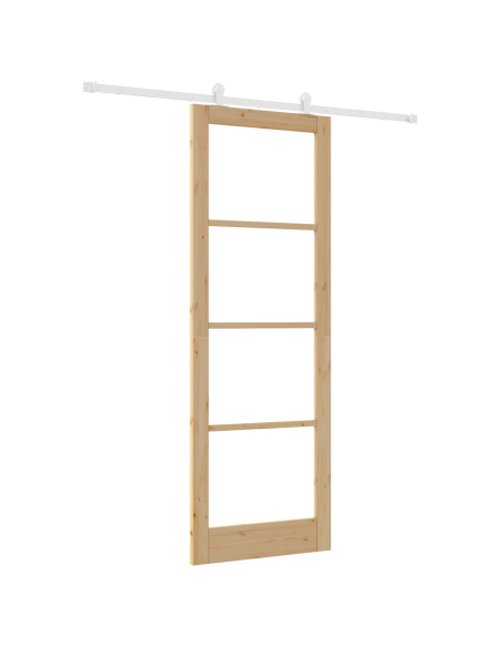 Porta Scorrevole  con Set di Accessori 'ORKDAL'in Legno Massello e Vetro, Porta Interna  con Vetro 'ORKDAL'83x232x4 cm in Legno 