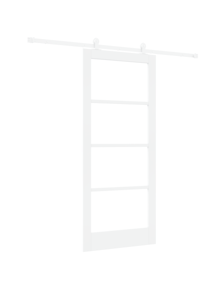 Porta Scorrevole  con Set di Ferramenta 'ORKDAL'Bianco Legno Massello e Vetro, Porta Interna  con Vetro 'ORKDAL'Bianco 86x198.5x