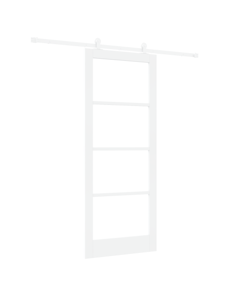 Porta Scorrevole  con Set di Ferramenta 'ORKDAL'Legno Massello Bianco e Vetro, Porta Interna  con Vetro 'ORKDAL'Bianco 86x211x4 
