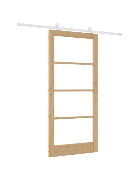 Porta Scorrevole  con Set di Ferramenta 'ORKDAL'in Legno Massello e Vetro, Porta Interna  con Vetro 'ORKDAL'93x202x4 cm in Legno
