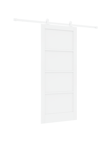Set di porta scorrevole  'ORKDAL'in legno massello di pino bianco, Porta interna  'ORKDAL'bianca 86x198,5x4 cm in legno massello