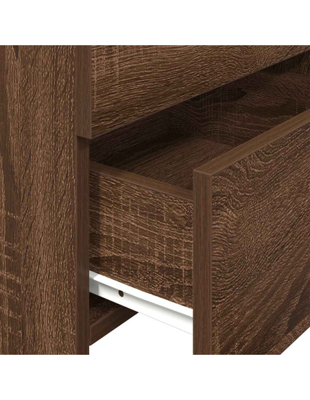 Comodini 2 pz con 2 cassetti in rovere marrone 40x36,5x62 cm