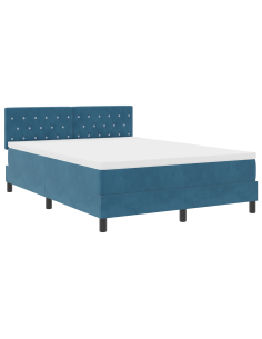Letto a molle con materasso Blu Scuro 140 x 200 cm Velluto 2