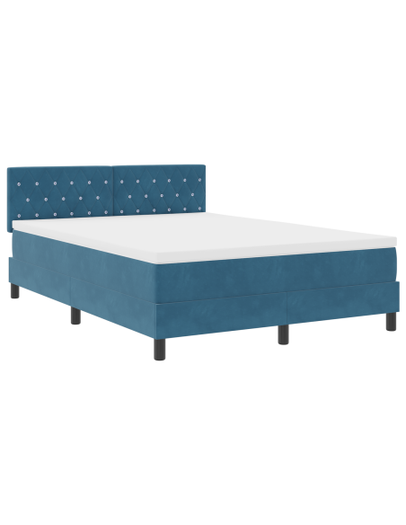 letto a molla  con materasso blu scuro 140x200 cm velluto