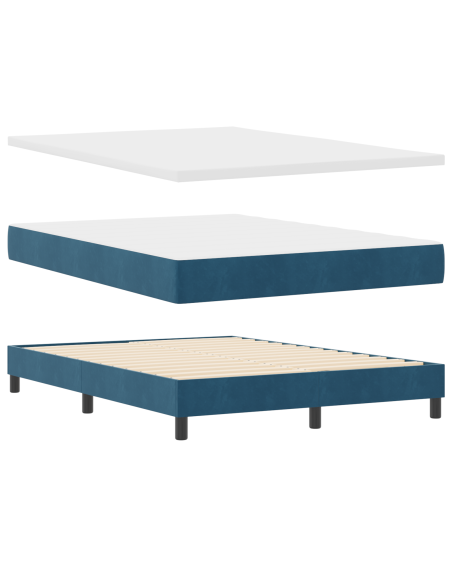 letto a molla  con materasso blu scuro 140x200 cm velluto