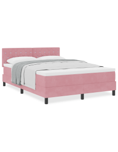 Letto a molle con materasso Rosa 140 x 200 cm Velluto 2